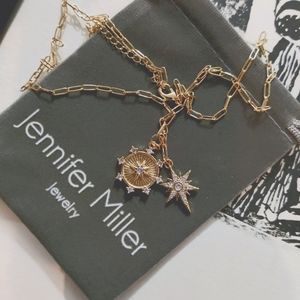 Jennifer Miller Starburst Charm Necklace in Gold